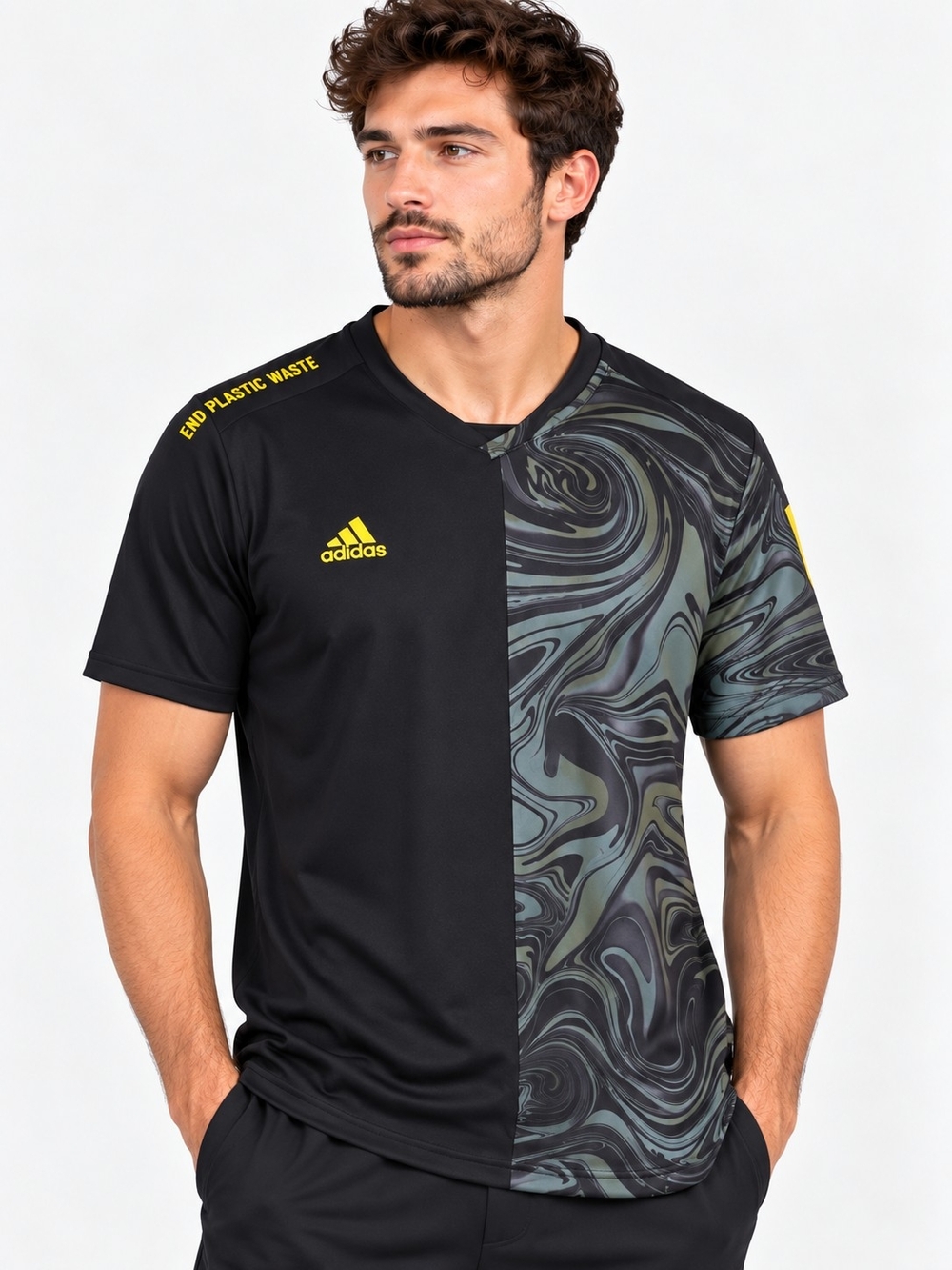 adidas Men’s Black and Olive Marbled Training Jersey